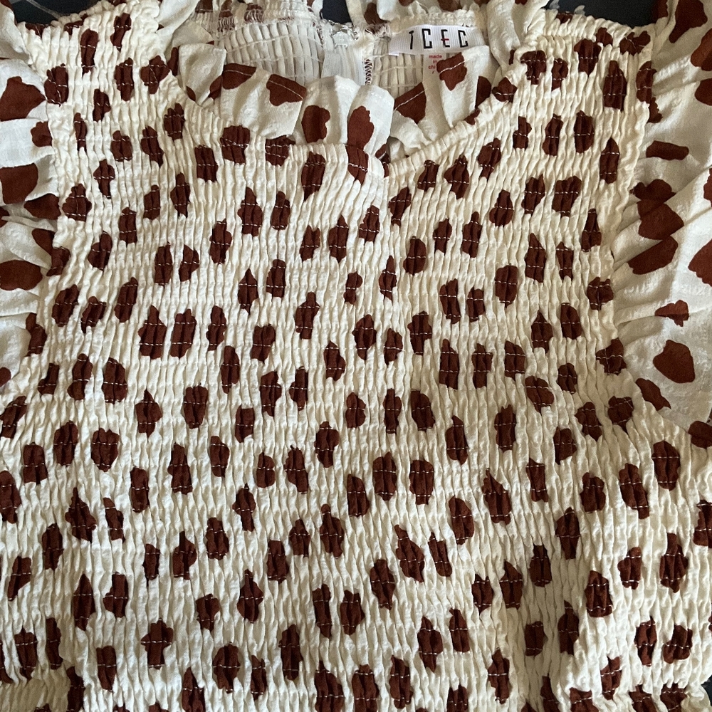 TCEC Adorable Smocked Top Cream Short Dress - Picture 3 of 9